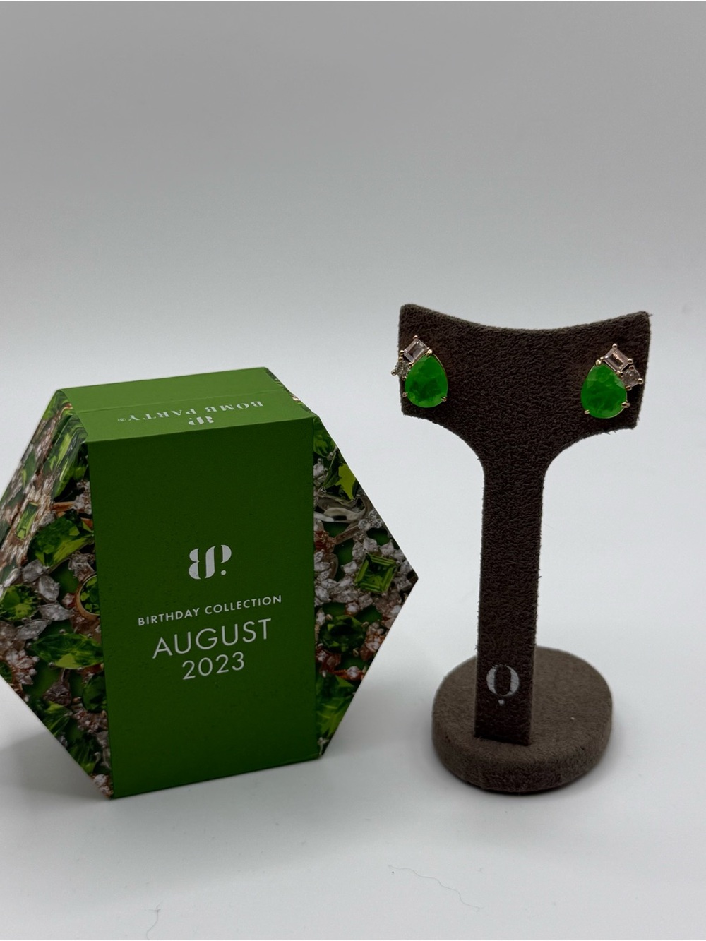 Bomb party Peridot August 2023 Emerald Green Teardrop Stud Earrings -